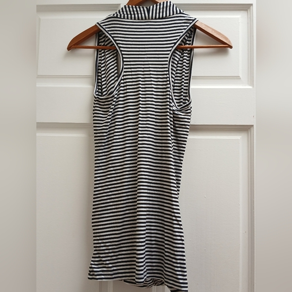 Racerback Stretchy front mock wrap,black/white stripe 24" Long. 16" Pit2 Pit - Picture 5 of 9